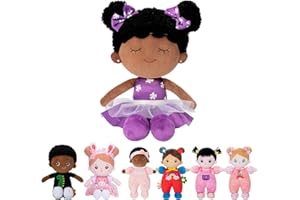 OUOZZZ Soft Baby Dolls for Girls - First African American Baby Dolls Plush Rag Doll Sleeping Cuddle Buddy Doll Toy for Kids