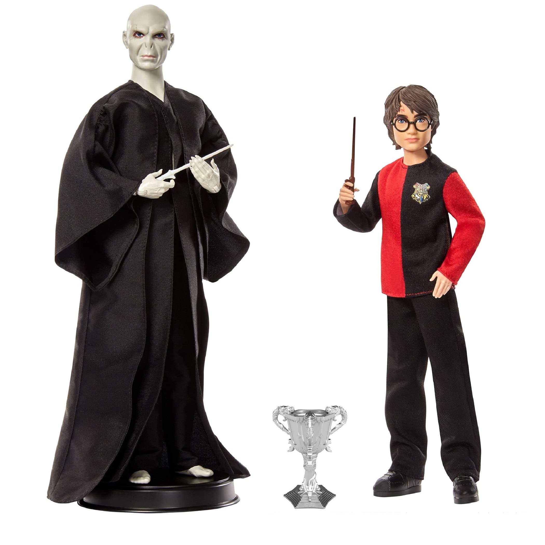 Harry Potter Collectible Doll 2-Pack Gift Set with 12 Inch Voldemort and 10.5 Inch Harry Potter Dolls, Film-Inspired Fashions and Wands