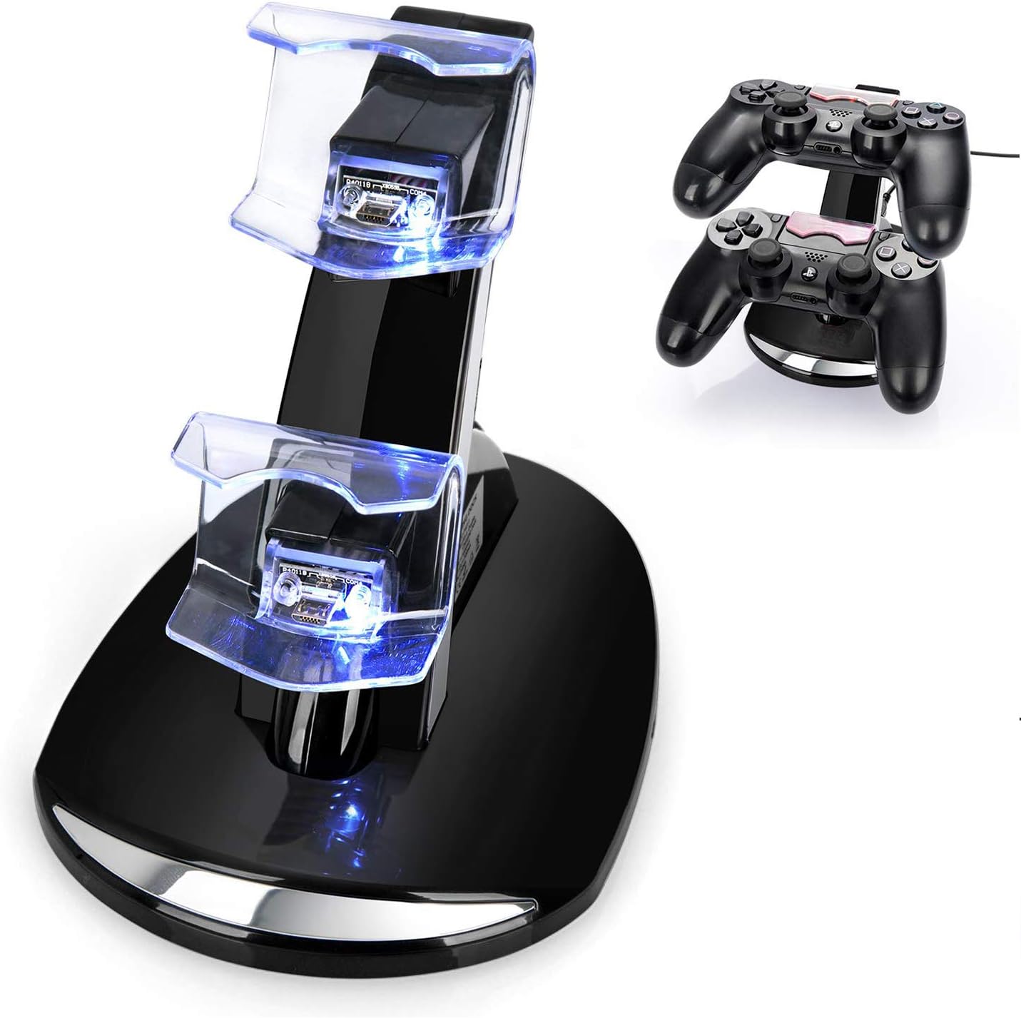 TASLAR Controller Joysticks Dual USB Fast Charging Dock Stand Charger Station Accessory with LED Indicator & USB Cable Compatible with Sony Playstation 4 / PS4 / PS4 Pro / PS4 Slim (Black)
