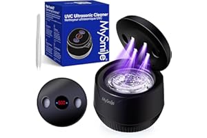 MySmile Ultrasonic Retainer Cleaner– 45kHz Denture Cleaner Machine with 200ML Capacity for Aligner, Mouth Guard, Braces, Port