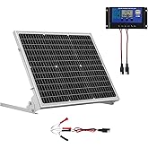 VEVOR 50W 12V Solar Battery Trickle Charger Maintainer, Mono Solar Panel Battery Charger with Upgraded MPPT Controller & Adjustable Mount Bracket, IP65 Waterproof for Car Boat RV Trailer House Roof