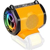GRVODFRTA Portable Bluetooth Speaker Compatible with DeWalt 20V Max Battery Wireless BT5.3 and USB Audio Source, TWS Pairing, Multicolored Lights, Jobsite Home Party Outdoor Speaker(No Battery)