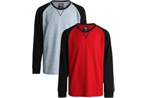 Quad Seven Boys Long Sleeve Shirts - 2 Pack Thermal Waffle Knit Crew Neck Youth Kids Boys Thermal Shirts (Sizes: 8-18)