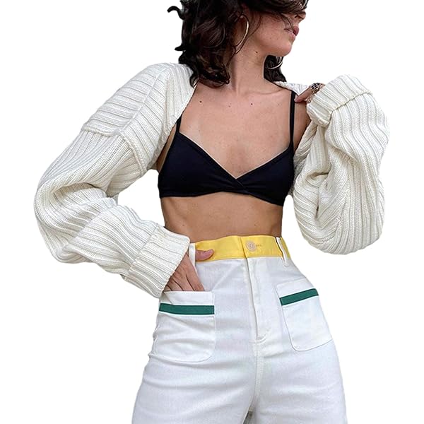 Sexyshine Women's Fashion Long Sleeve Open Front Cropped Cardigan