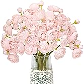 Letjolt Ranunculus Artificial Flower Pink Silk Flowers Faux DIY Bouquet for Wedding Engagement Centerpieces Arrangements Bridal Shower Decorations Home Decor 18pcs