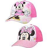 Disney Girls Disney Minnie Mouse Kids Baseball Cap 2 Pack, Adjustable Hats Set for Girls, Age 4-7 Years