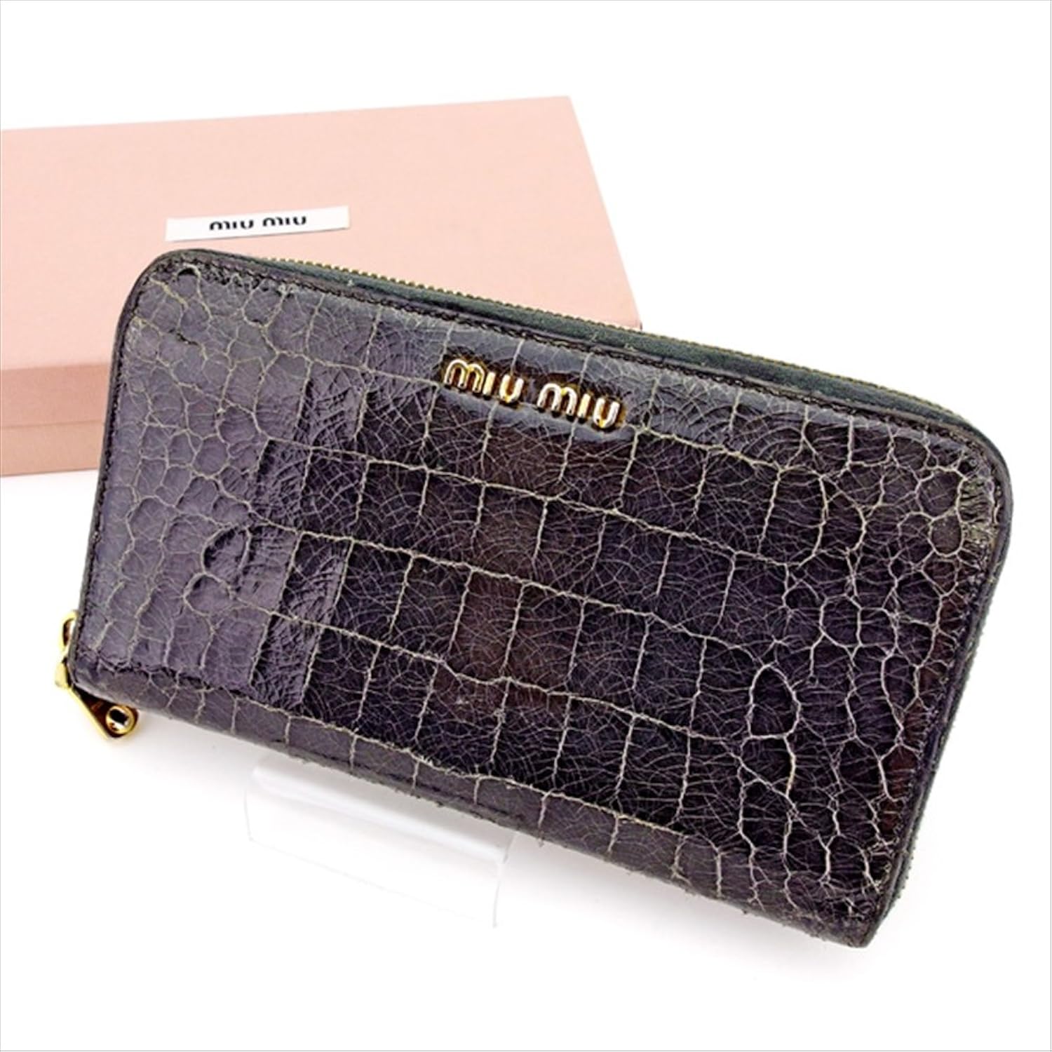 アウトレット送料無料 ミュウミュウ Miu Miu 長財布 財布 ラウンドファスナー レディース クロコダイル調 中古 T2593 B0772rk5cn Studioweb Com