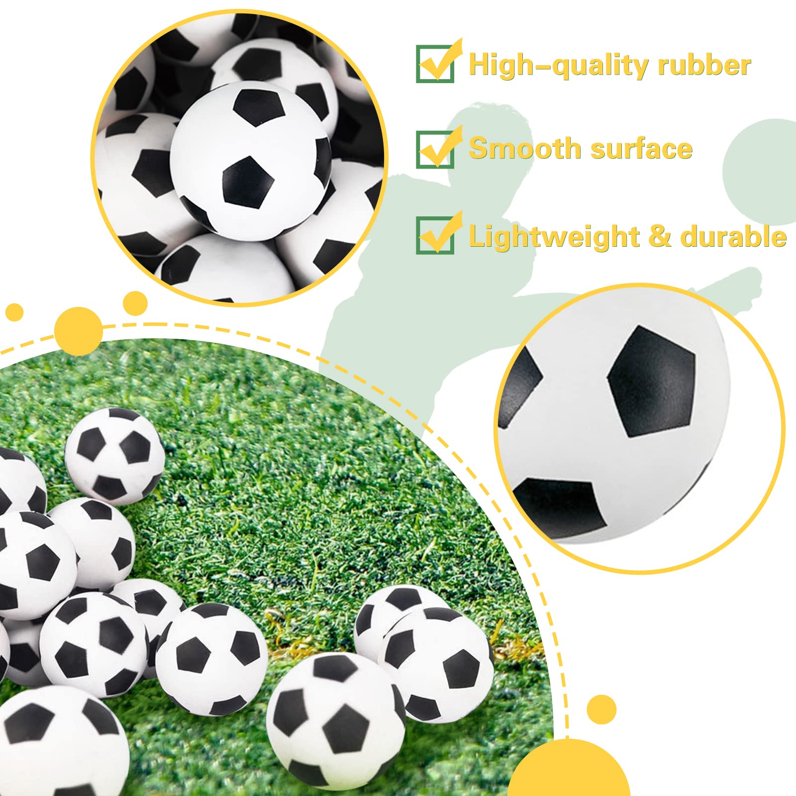 30pcs Bouncy Balls,Soccer Bouncing Balls,High Bouncing Rubber Soccer Ball for Stress Relief,Multi-Item Party Favor Packs,Ball Games,Classroom Prizes,Stocking Stuffers(27mm)