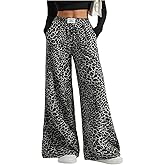 Floerns Women's Leopard Print Elastic High Waisted Trousers Wide Leg Street Y2k Pants