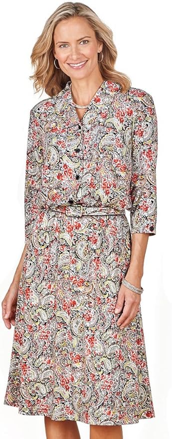 Amerimark Women S Paisley Shirtwaist Dress Knee Length Elastic