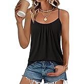 Rooscier Women's Tunic Spaghetti Strap Sleeveless Loose Dressy Cami Top Shirts