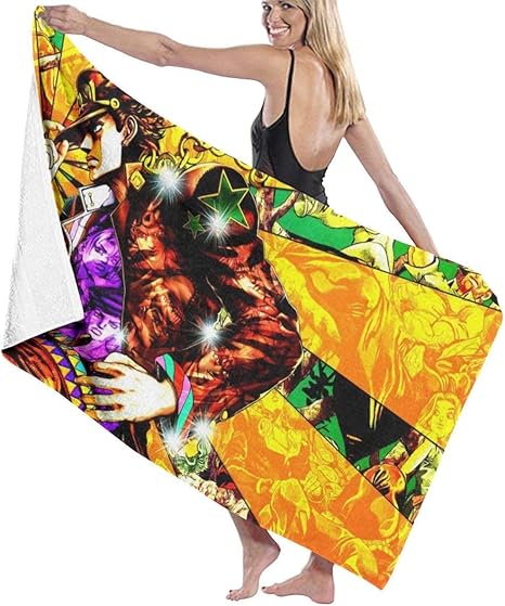 Amazon Co Jp ジョジョ Jojo 空条承太郎 スターダストクルセイダース ビーチタオル バスタオル グッズ 大判 マイクロファイバー グッズ ポリエステ ポリアミド 吸水 速乾 家庭用 お風呂 プール ジム おしゃれ 人気 ホーム キッチン
