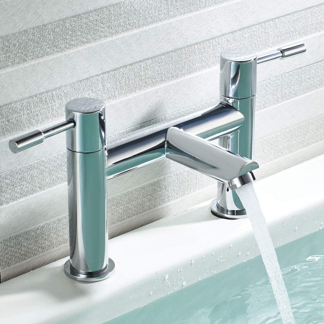 Luckyhome Bath Mixer Tap,Bathroom Double Lever Bath Tub Filler Mixer Tap Solid Brass Fitting, Silver - Image 5