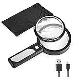 Magnifying Glass with Light, USB Rechargeable 5X