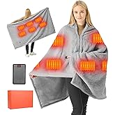 Brimekey Graphene Heated Blanket Battery Operated, 20000mAh Battery 7.4V Fast Heating Blanket Portable Heated Shawl, Cordless Rechargeable Heated Shawl 3 Temperature Settings, Gift for Women (Gray)