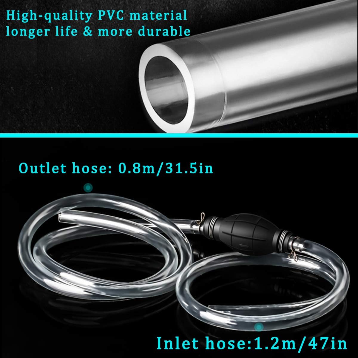 Gasoline Siphon Hose Pump, Siphon Pump Gas Transfer Oil Water Fuel Gas Siphon Hand Pump Siphon