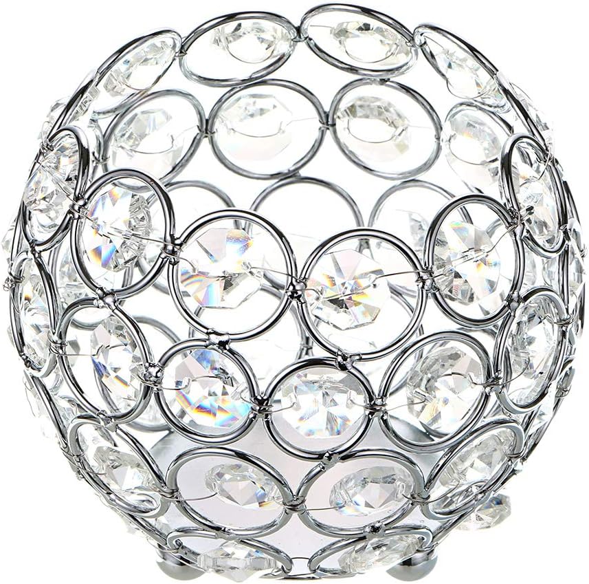 OwnMy Crystal Bowl Votive Candleholder Sparkly Tea Light Candle Holders Candle Lanterns Decorative Candelabra Vase for Christmas New Year Wedding Table Centerpieces (10CM Silver Tone): Home & Kitchen