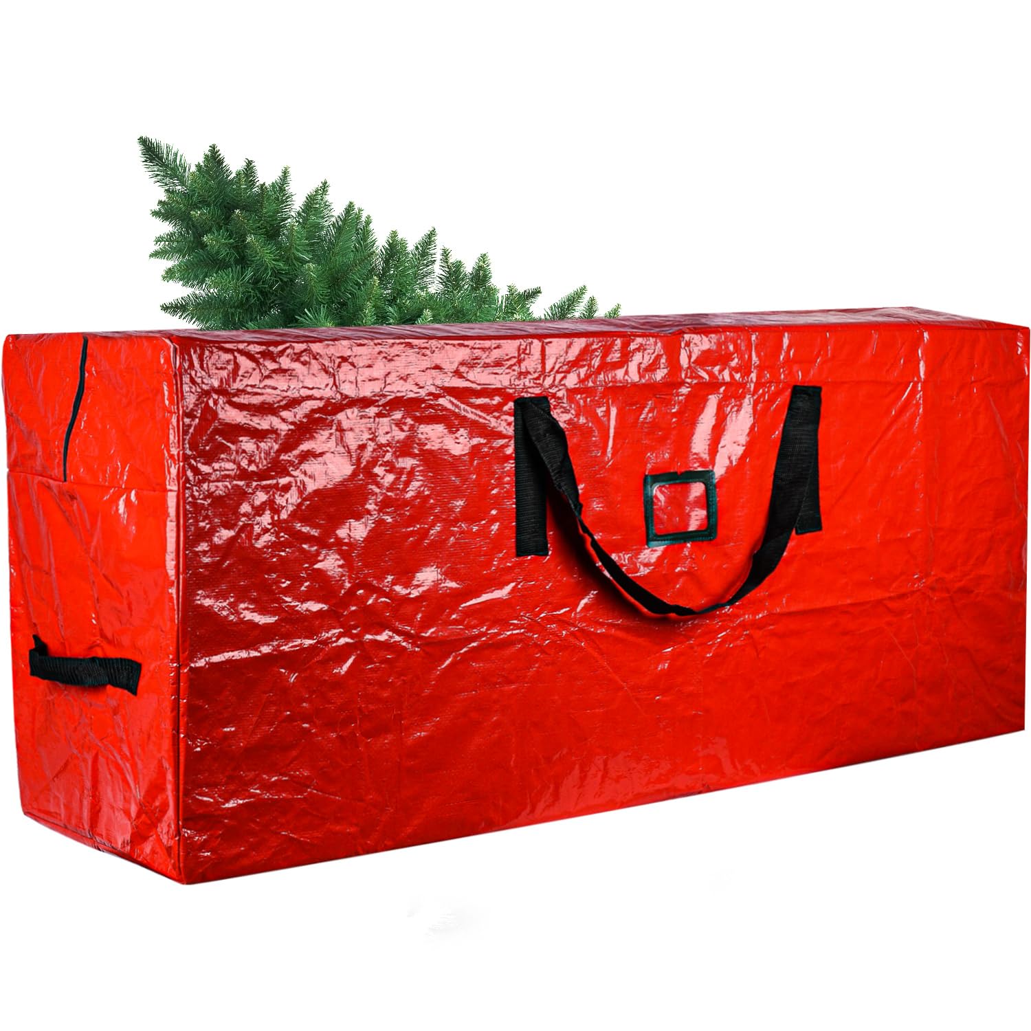 Christmas Tree Storage Bag Fits Up to 7.5 Feet Diassembled Tree, JOYCEMALL Heavy Duty Waterproof Artificial Holiday Tree Container Extra Large Moving Bag with Reinforced Handles & Dual Zipper - Red