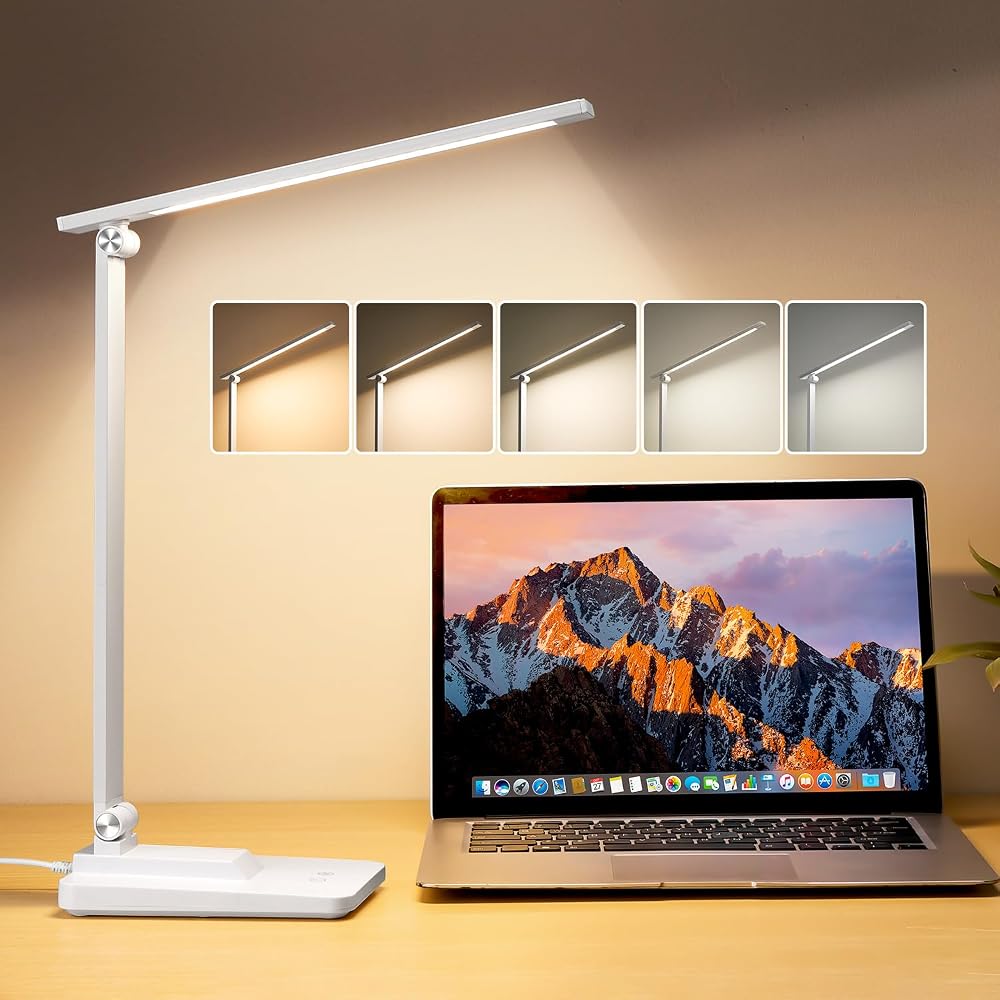 One Fire Desk Lamp LED Table Lamp 15 Modes Dimmable USB Timer Eye-Caring White