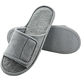 Magtoe Adjustable House Slippers for Men Soft Open Toe Breathable Indoor Slip on Mens Slides Sandals with Memory Foam for Home Bedroom,All Seasons