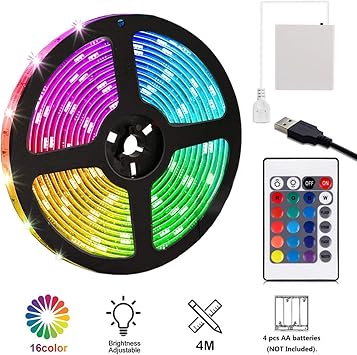 4m Battery Operated Rgb Led Strip Light Usb Led Light Strip Multi Color Amazon De Auto
