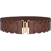 JASGOOD Women's Wide Elastic Belt Vintage Stretchy Belt for Dresses Braided Waist Belt