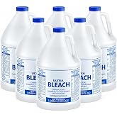 Liquid Chlorine Bleach, 1 Gallon Jugs, 6 Pack for Laundry and Cleaning Bathroom Kitchen Surfaces Tiles Floors