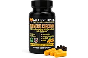 Me First Living Turmeric Curcumin 1000 mg 95% Curcuminoids, Bioperine 10 mg, 19x More Potent Than Others, Increased Absorption, Non-GMO, Organic Turmeric, Vegan, Gluten Free, 60 Capsules