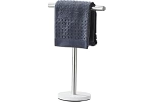 Hand Towel Holder, T-Shape Freestanding Towel Rack Stand for Bathroom & Kitchen Countertop with Brushed Nickel Finish and Mar
