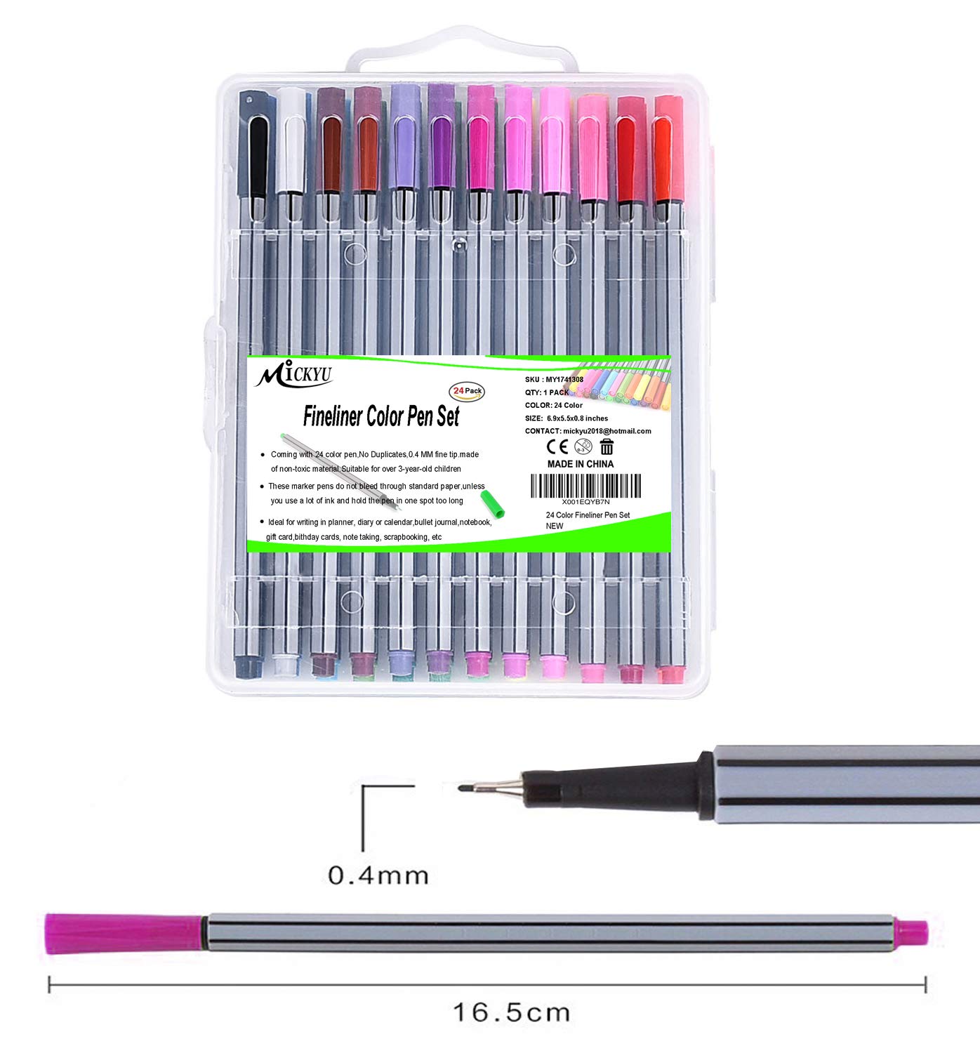 MICKYU No Bleed Pens Kids Colorful Drawing Pens No Bleed Through Pens