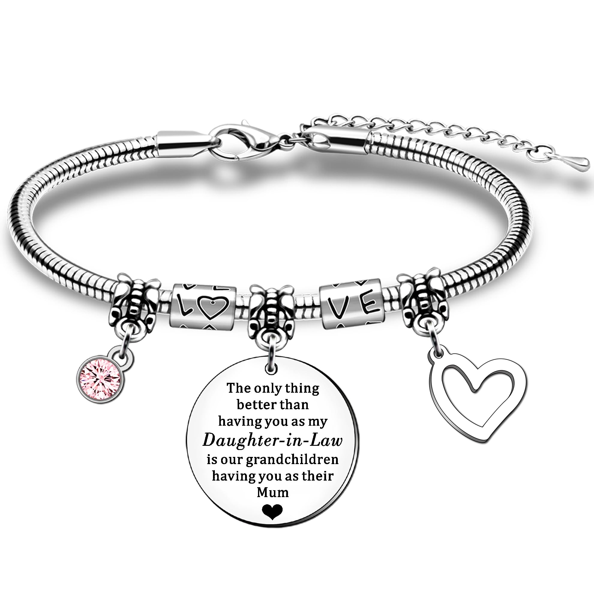 HULALA Daughter In Law Charm Bracelet Gifts For Birthday Christmas Mothers Day The Only Thing Better Than Having You As My Daughter-in-Law Is Our Grandchildren Having You As Their Mum