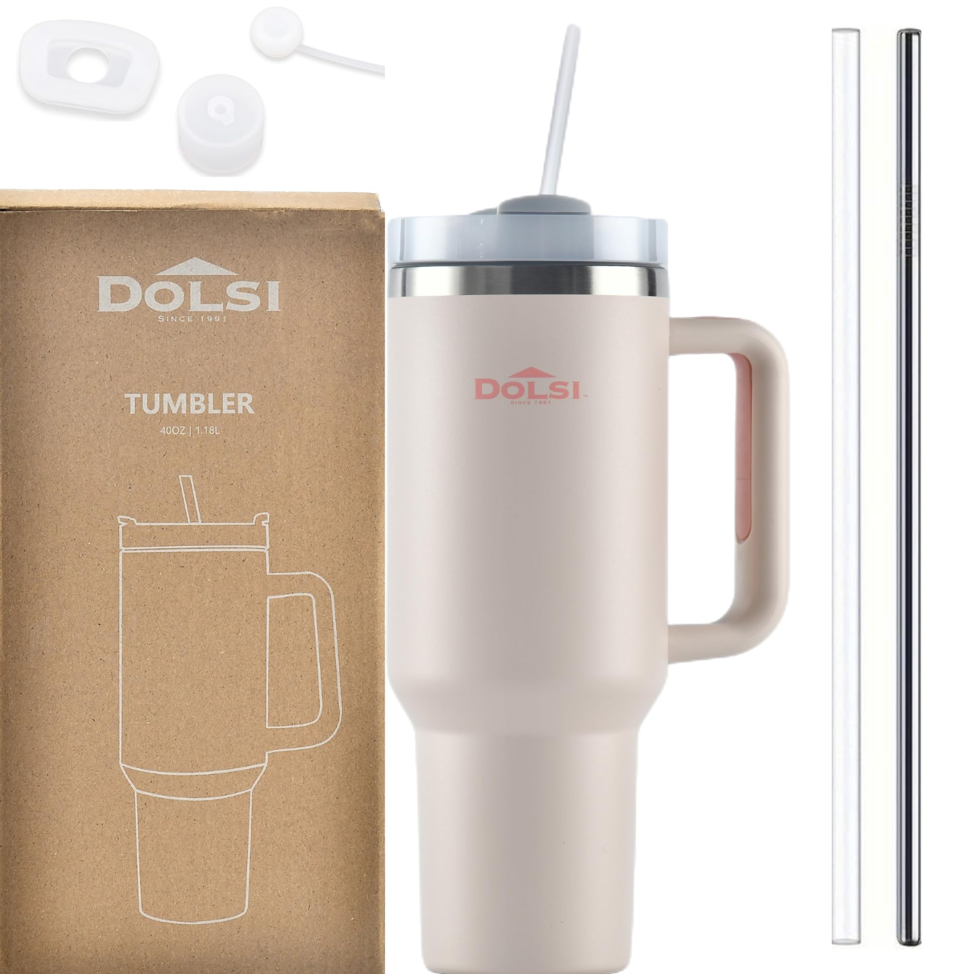 40oz Tumbler with 2 Straws, Leakproof Kit & Handle - Insulated Travel - UK Company - Water Bottle Thermal Cup Keeps Drinks Hot & Cold - Perfect for Gym & Office Duppe