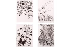 QSZKEER 4Pcs Flower Butterfly Plastic Embossing Folder Dandelion DIY Craft Template Molds Stencils Scrapbook Paper Cards Photo Album Making Tool Embossing Folders Handmade Art Craft Supplies Decorating Mold