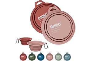 OHMO Collapsible Dog Bowl(2 Pack, 12oz/400ml) Premium Silicone Pet Water Bowls for Cats & Dogs, Portable Dog Travel Bowls Foldable for Outdoor Camping Hiking