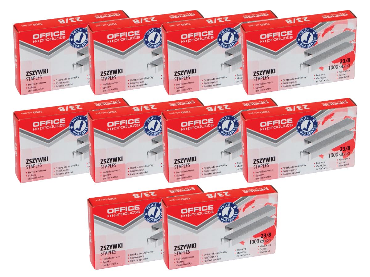 Office Products 18072329-19 Staples 23/8 Silver Pack of 10,000 Standard Staples Paper Clips Galvanised
