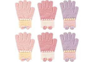 QKURT 3 Pairs Kids Magic Gloves, Children's Warm Gloves Colorful Soft Glove Winter Thermal Glove Stretch Toddler Full Finger 