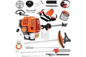 Gas Weed Wacker, 52CC 2-Stroke Weed Eater Gas Powered, 5 in 1 Multi-Functional Petrol Hedge Trimmer Chainsaw String Trimmer w