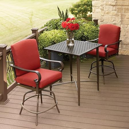 Amazon Com Oak Cliff 3 Piece Metal Outdoor Balcony Height Bistro