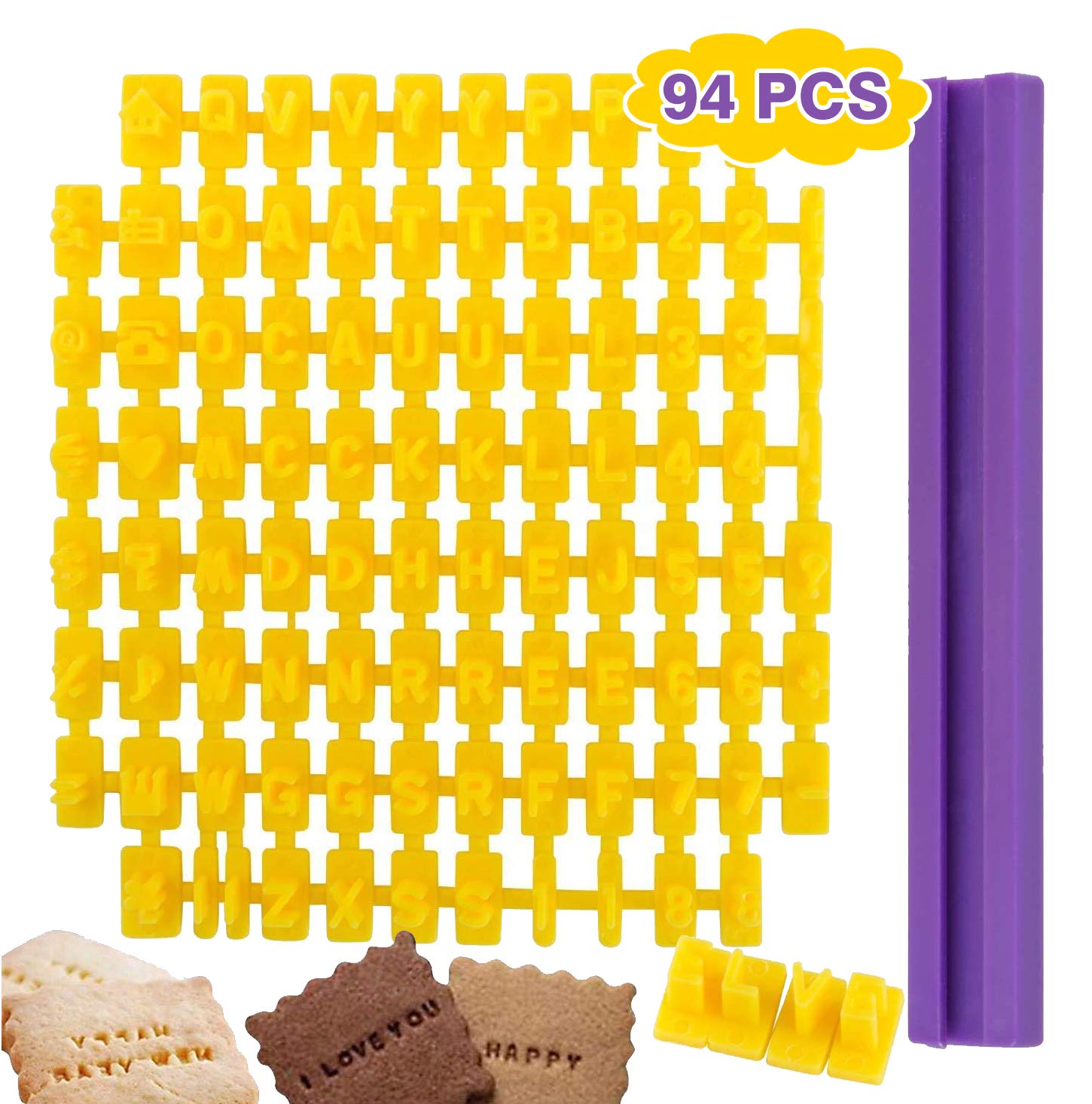 94pcs Alphabet Number Letter DIY Mold Biscuit Fondant Cookie Cake Stamp Decorating Baking Tool Set Kitchen Craft Message Maker – Discoball