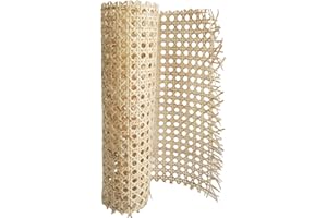 BOUTICOL 16" Natural Rattan Cane Webbing, Cane Webbing Material for Caning Projects, Cane Mesh Webbing, Pre Woven Open Rattan Mesh, Net Open Weave Wicker Cane Webbing Material for Chair, Cabinet, and Door(1FT)