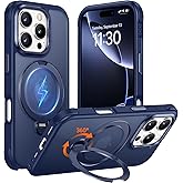 Temdan Designed for iPhone 16 Pro Case,[with 360°Rotatable Invisible Magnetic O-Ring Stand][Military Grade Shockproof][Compatible with MagSafe] Anti-Slip Translucent Matte Phone Case 6.3"