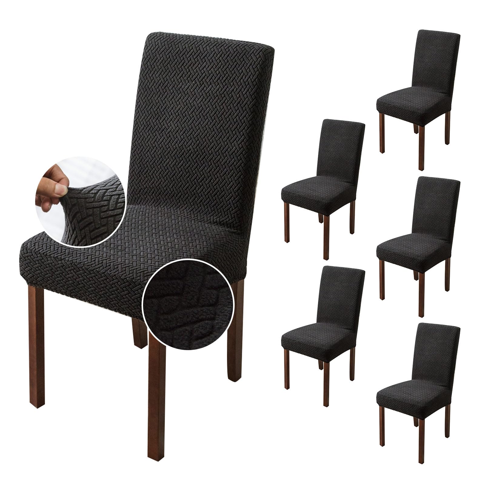 Photo 1 of Genina Chair Covers for Dining Room Chair Covers Dining Chair Slipcovers Stretch Kitchen Parsons Chair Cover (Black, 6 PCS)