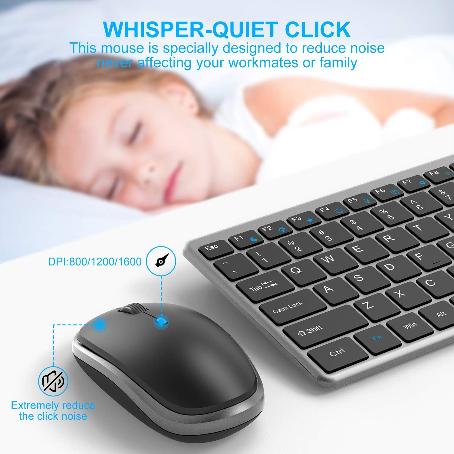 Wireless Keyboard and Mouse Combo, WisFox 2.4G Full-Size Slim Thin Wireless Keyboard Mouse for Windows, Computer, Desktop, PC, Laptop Mac: Computers & Accessories