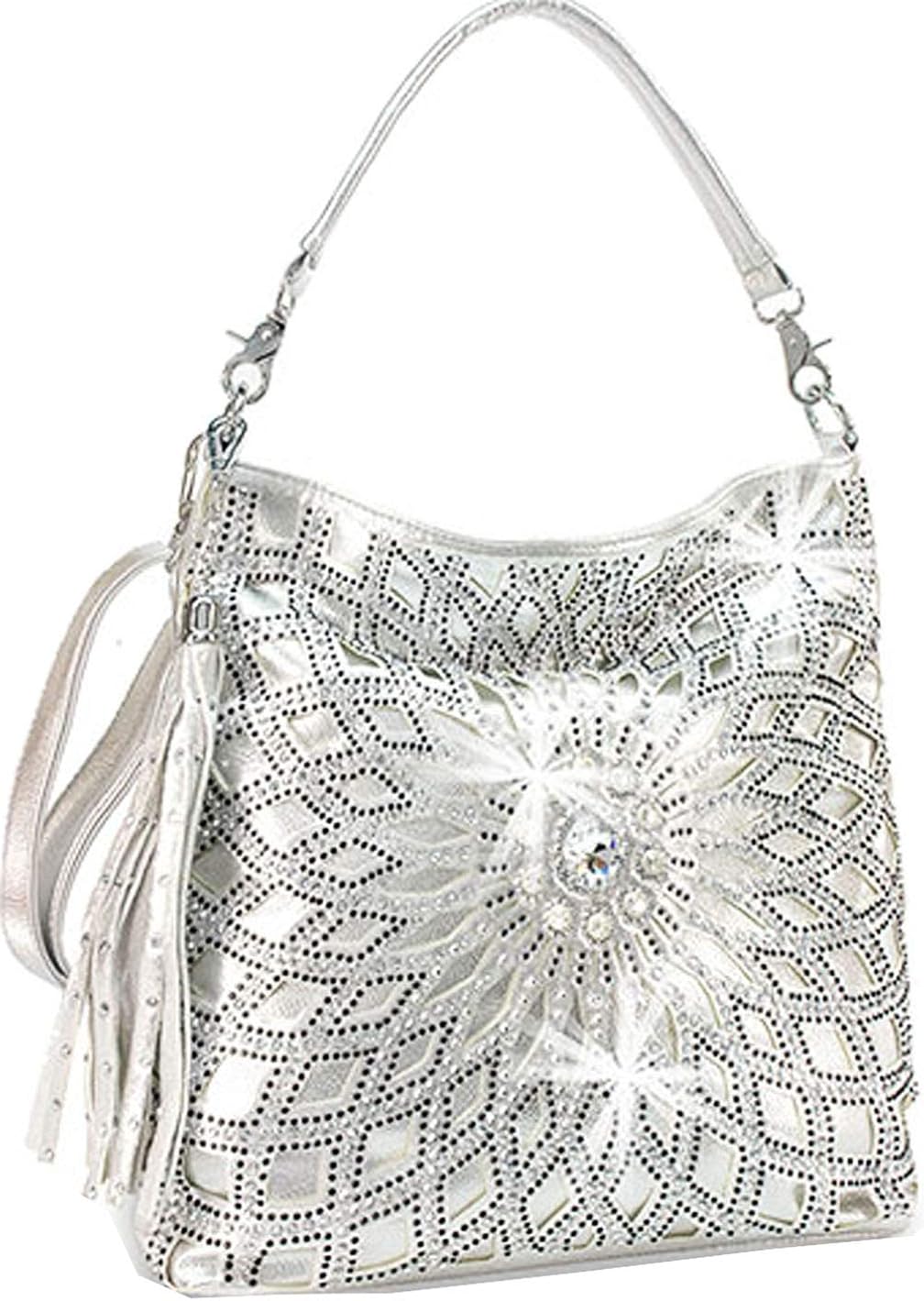 Zzfab Starburst Rhinestone Hobo Bag with Shoulder Strap