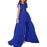 GRACE KARIN Girls Sequin Dress Formal Pageant Sparkle Party Ruffle Prom Maxi Dress Size 5-14Y