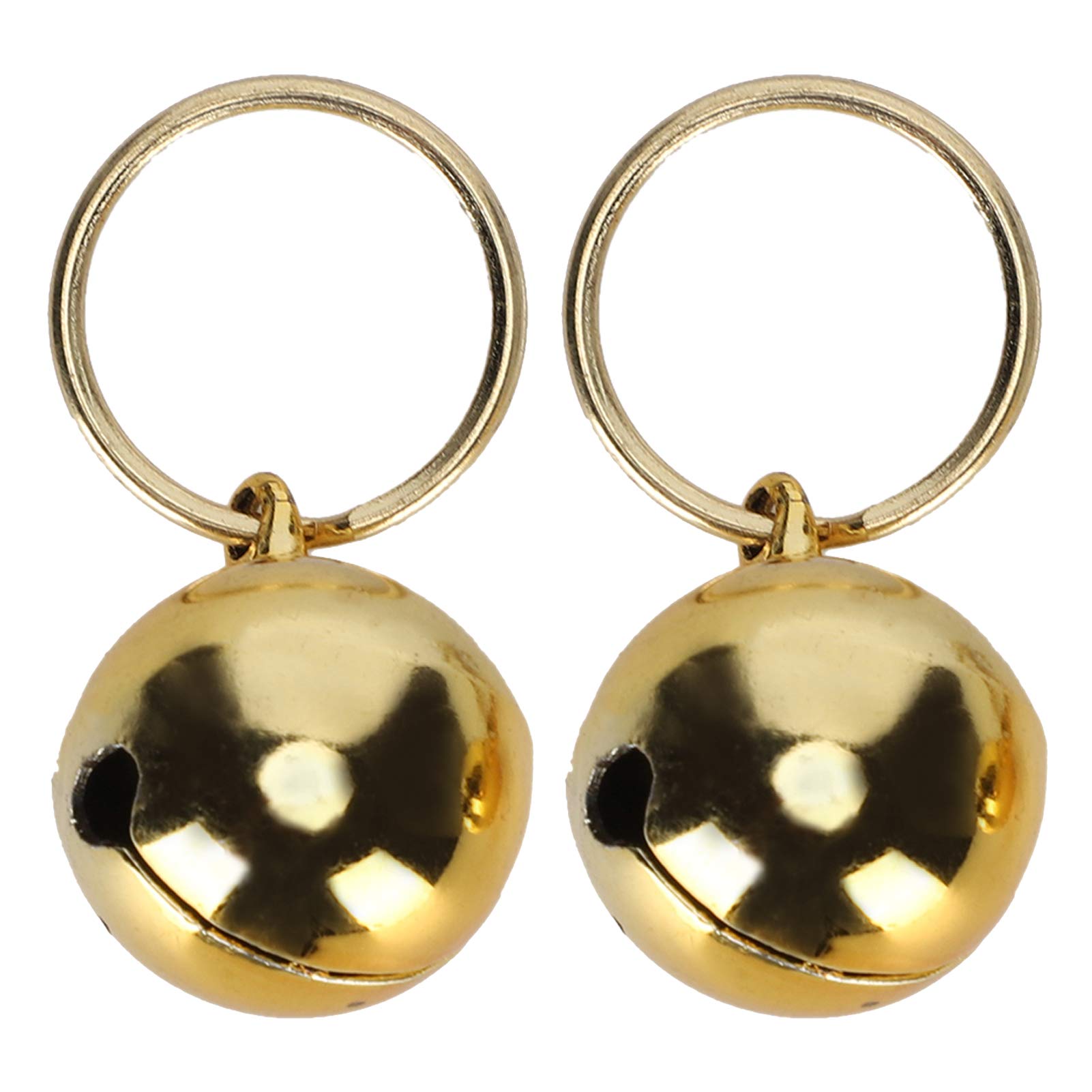 Faceuer Pet Bells, Corrosion-resistant Sturdy Copper, Chrome-plated with Key Ring for Dogs and Cats, Gold (2 Pack)