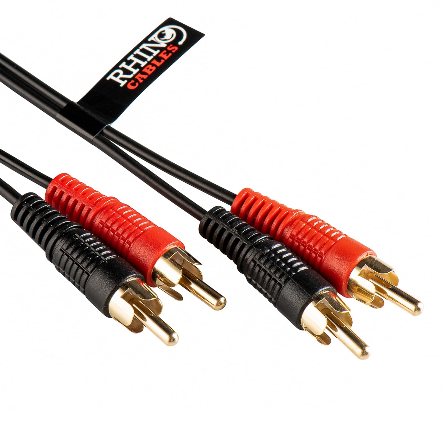 rhinocables 2 Phono to 2 Phono RCA Audio Cable | Dual/Twin Male to Male Splitter, Gold-Plated Connectors for Premium Audio | Compatible with TVs, Speakers, Sound Systems, Home Theatre & More (20m)