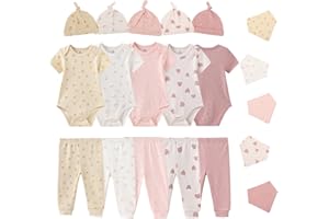Ecojoy Baby Short Sleeve Jumpsuit Essentials Infant Clothing Set 20-Piece for Boys and Girls