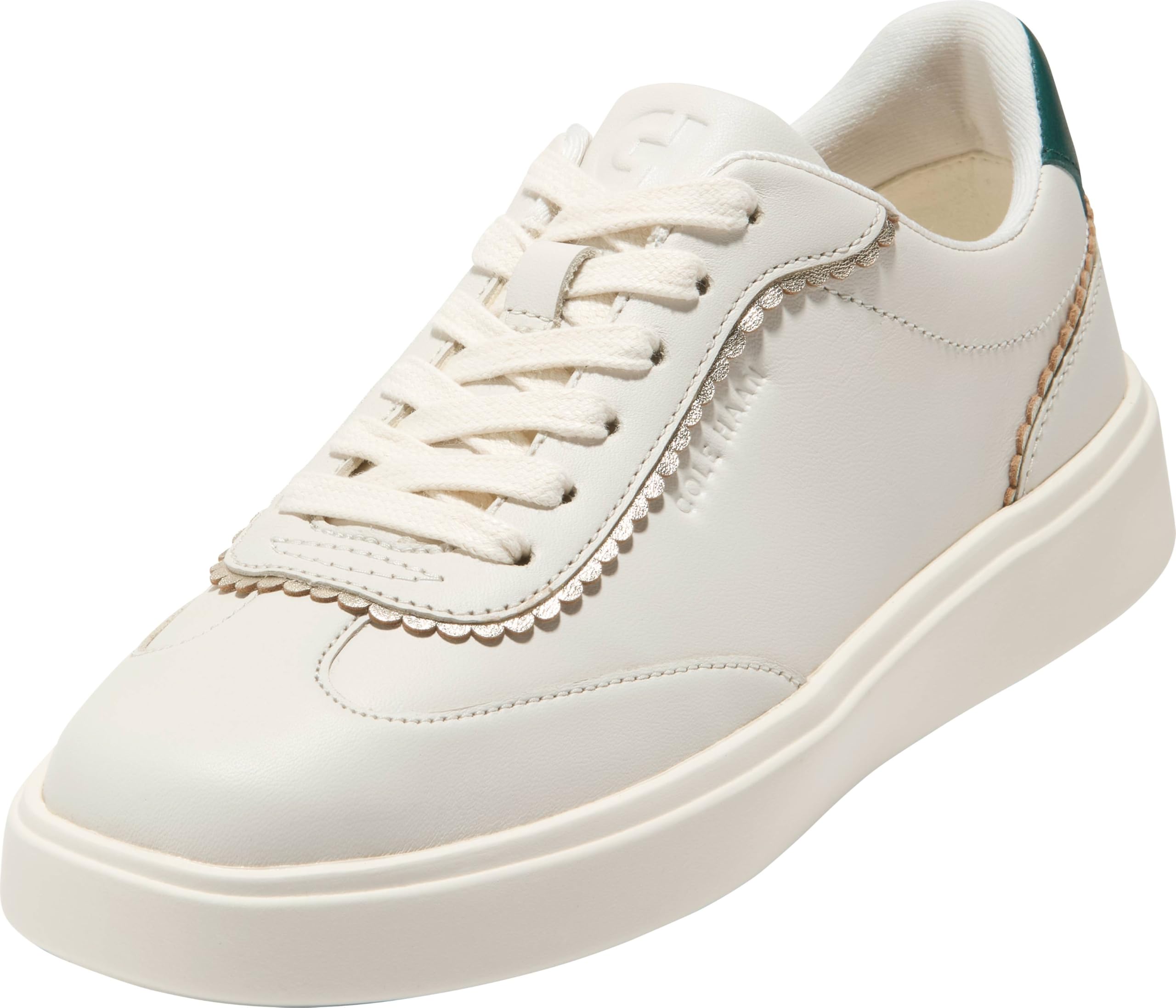 Cole Haan Women’s Grand Crosscourt Arlowe Sneakers, Ivory Leather/Rainforest Leather, 5-C US