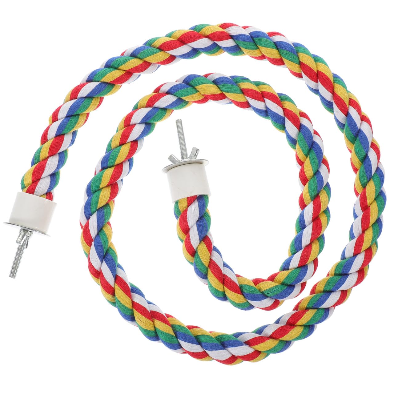 Balacoo Bird Perch, Cage Rope Perch for Parrot, Budgerigar, Cockatiel, Lovebird, Senegal Parrot Colorful (41.3 Inch Long, Metal Nuts)